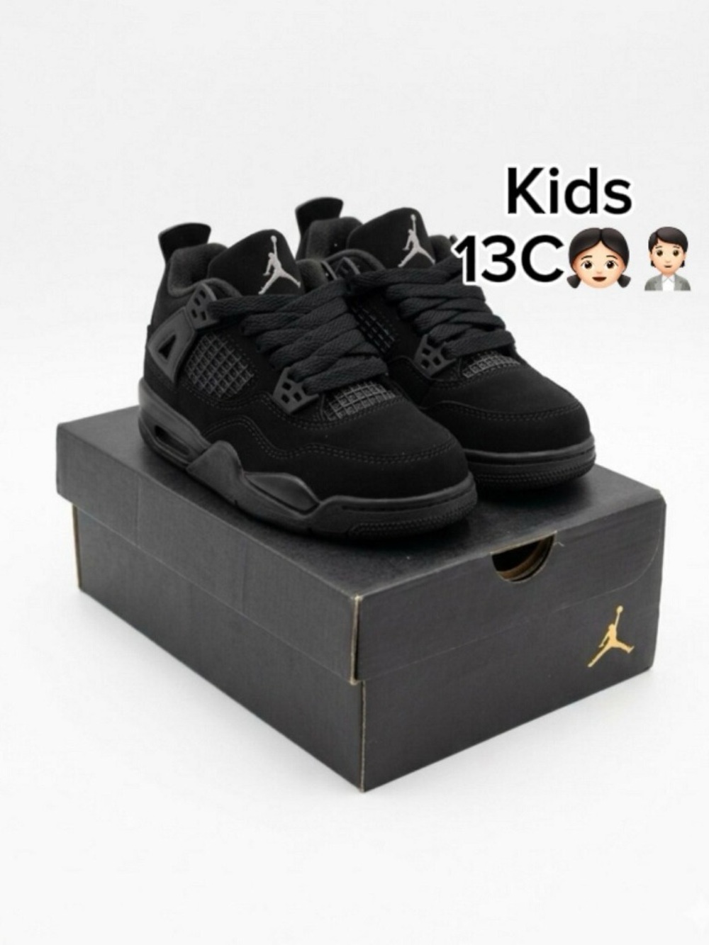 Jordan 4 Retro (PS) FOR Kids Black Cat Low-Top Sneakers (Size 13C)🙋🏻🙋🏻‍♀️